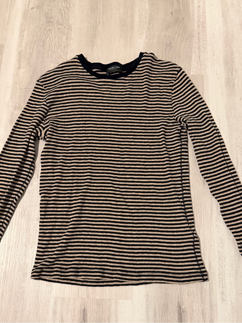 Massimo Dutti Black and Beige Striped Knit Sweater